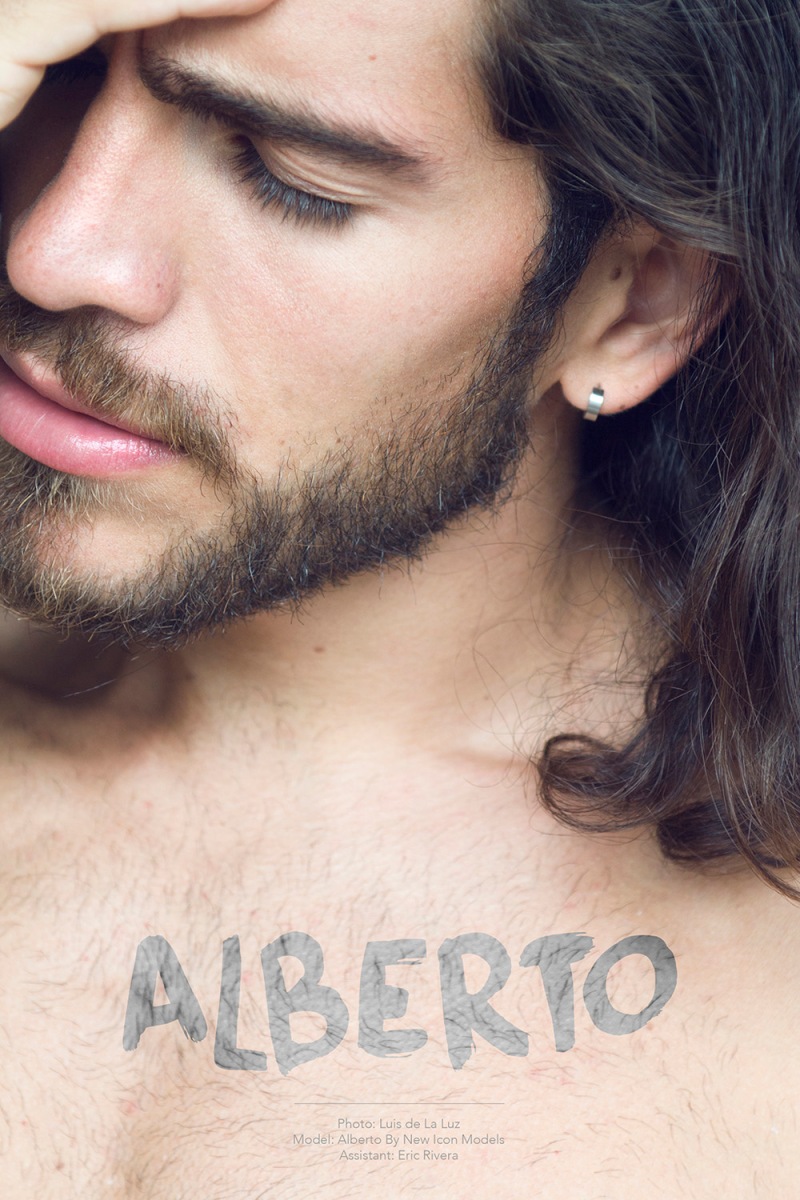 Featuring a beautiful stunning new face Alberto snapped by talented Luis De La Luz, Alberto is currently at New Icon Models, bearded face, long hair and fit body has all the required elements to hook up the scene.